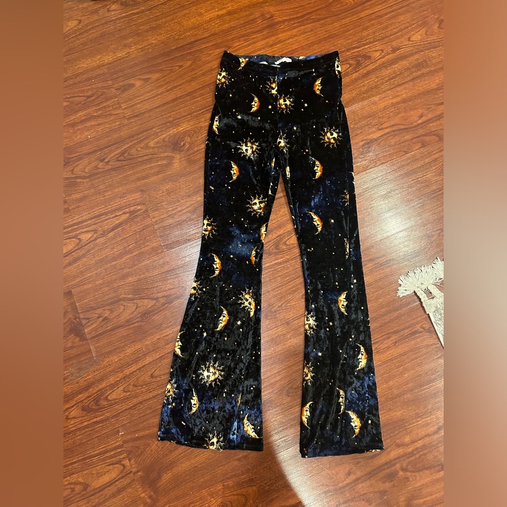 Velvety night sky flare pants